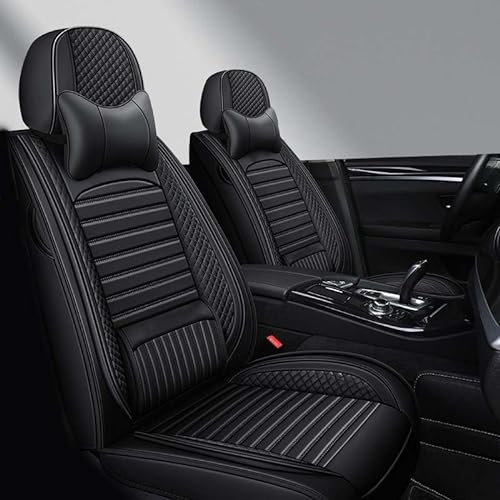 AISAIMOUT Sitzschoner Eisseiden Leder Autositzbezüge Sitzbezüge Auto Werkstattschoner Atmungsaktiver Komplettset für Audi A3, A4, A5, A6, A7, A8, Q2, Q3, Q5, Q7(Black,Luxury) von AISAIMOUT