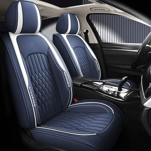 AISAIMOUT Universal Autositzbezüge Vordersitze Leder Eisseide, wasserdichte Sitzbezüge Auto, Autositzbezug Schonbezüge für Autos, Lastwagen, Lieferwagen und SUVs(Blue-Leather-Full,Standard) von AISAIMOUT