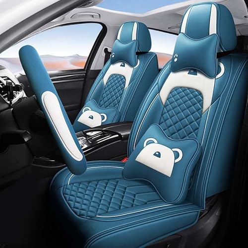 Leder Universal Sitzschoner Autositzbezüge Sitzbezüge Auto Vordersitze Kunstleder Wasserdichte Schonbezüge Werkstattschoner Sitzauflagen Kompatibel mit Airbags ( Color : Blue-full set -Skin , Size : L von AISAIMOUT