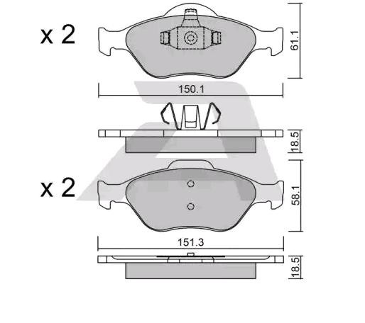 AISIN Bremsbelagsatz FORD,MAZDA BPFO-1008 1E073323Z,1E073323ZB,DDY23328Z 1101462,1128463,1145299,YS612K021DA,1101464,1236880,MEYS6J2K021DD,1E103323X von AISIN