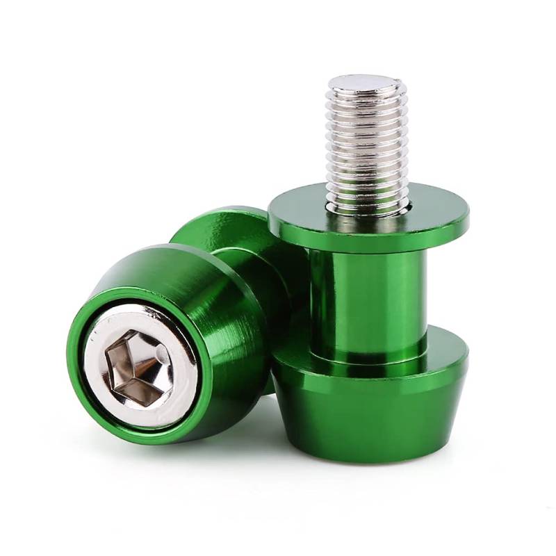 AITECHSTEEL CNC Aluminium Alloy Swing Arm Spool Sliders Stand Swingarm Bobbins with Security Lips and Easy Installation for Motorcycle Enthusiasts (10MM Green) von AITECHSTEEL