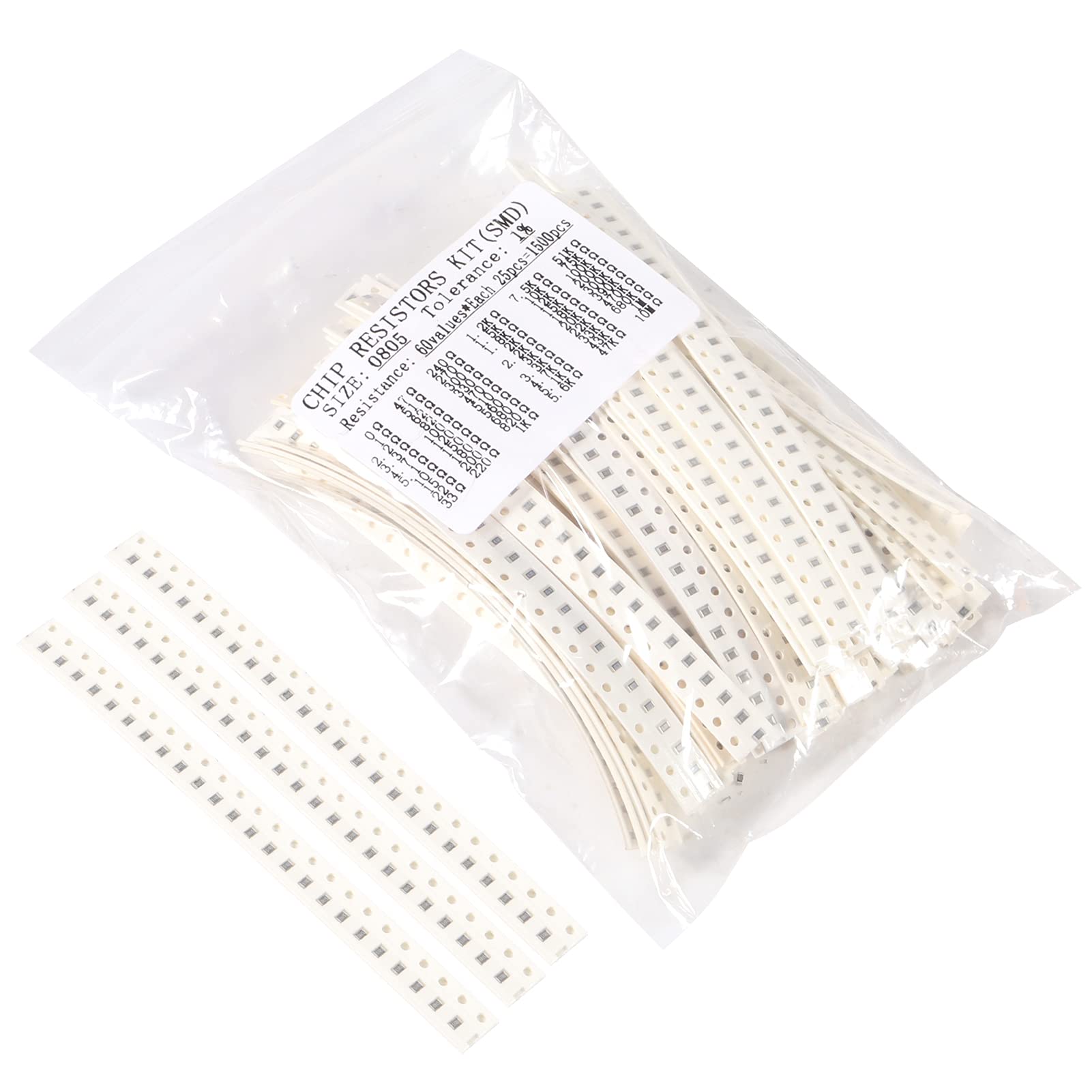 1500PCS 0805 SMD-Widerstands-Kit 0 Ohm-10M Ohm 1/8W 1% Toleranz Chipwiderstände, 60 Werte jeweils 25PCS von AITRIP