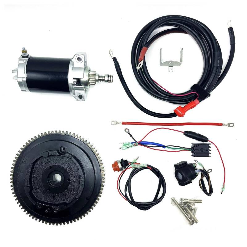 Anlassermotor Elektrostarter-Umrüstsatz Für PARSUN F9.9 F15 66M 4-Takt 9.9HP 15HP Außenbordmotor Mit Schwungrad-Anlasser Startermotor von AJHJET