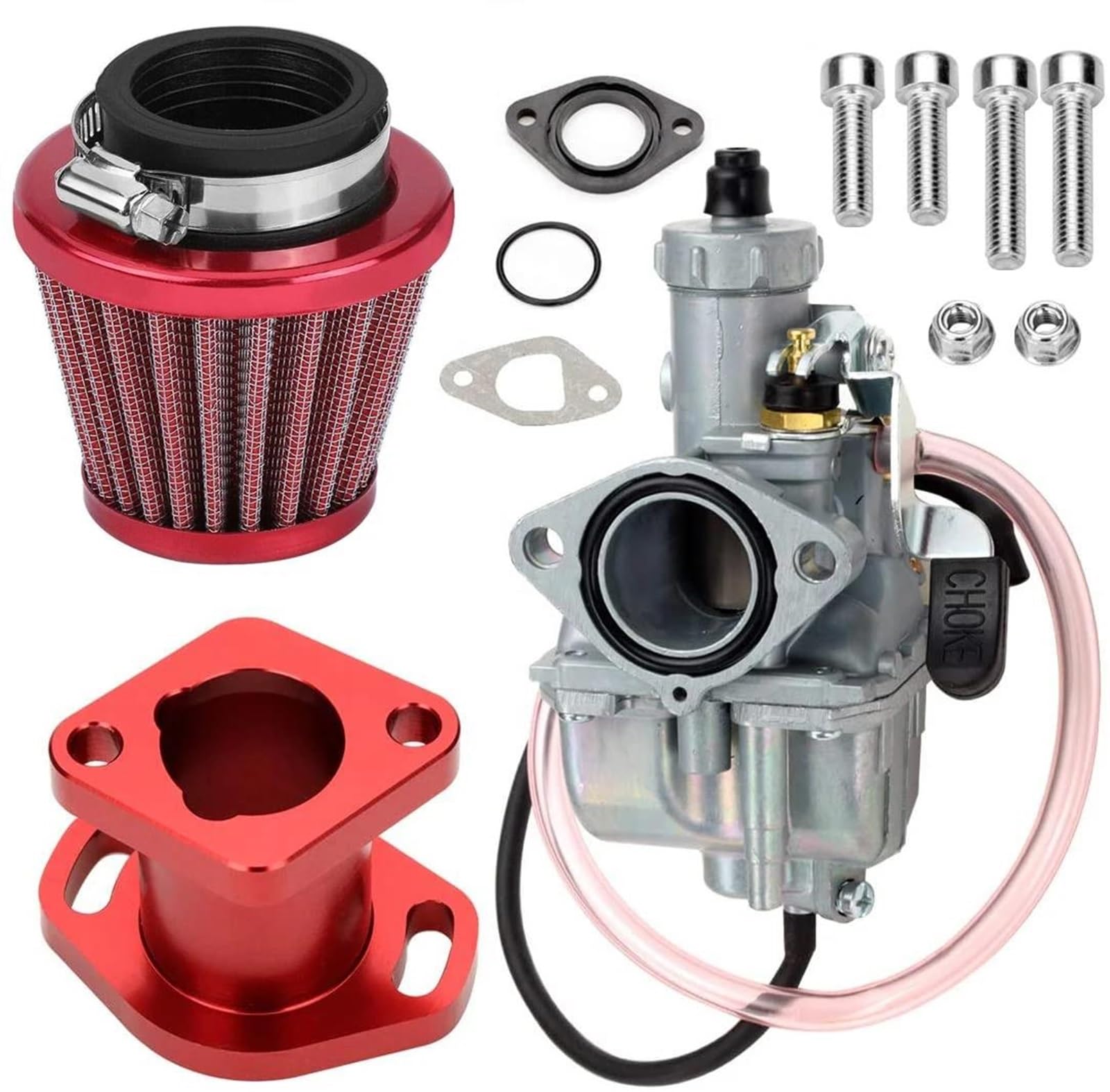 ErsatzVergaser Für Mikuni Für VM22 Für Predator 212cc Für GX200 196cc Für Mini Bike Go Kart Racing Vergaser Carb Mainfold Luftfilter Motor Vergaser(Rot) von AJHJET