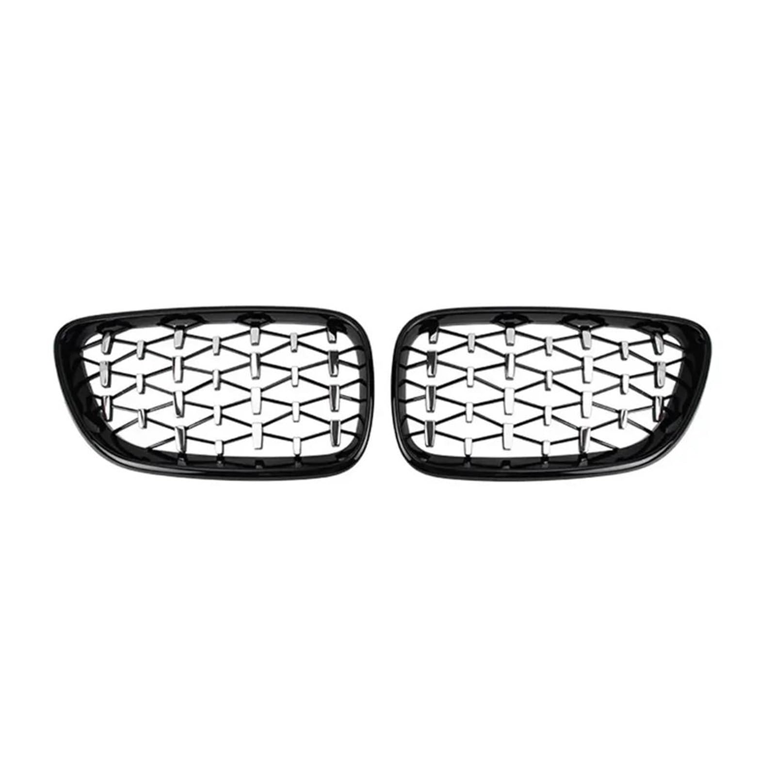 Front Kühlergrille Auto Frontgrill 1 Paar Für 2er F22 F23 F87 M2 2014-2015 2016 2017 2018 Diamant-Stil Auto Front Nierengrill Renngrills Gitter Zubehör(Black and Silver) von AJHJET