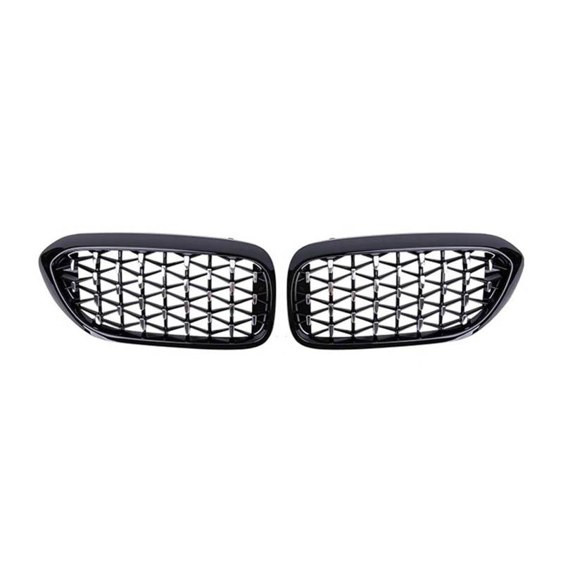 Front Kühlergrille Auto Frontgrill 1 Paar Für 5 Series G30 G38 2017 2018 2019 2020 Auto Vorderen Stoßfänger Nierengrill Grill Diamant Meteor Stil Auto Zubehör(Silver and Black) von AJHJET