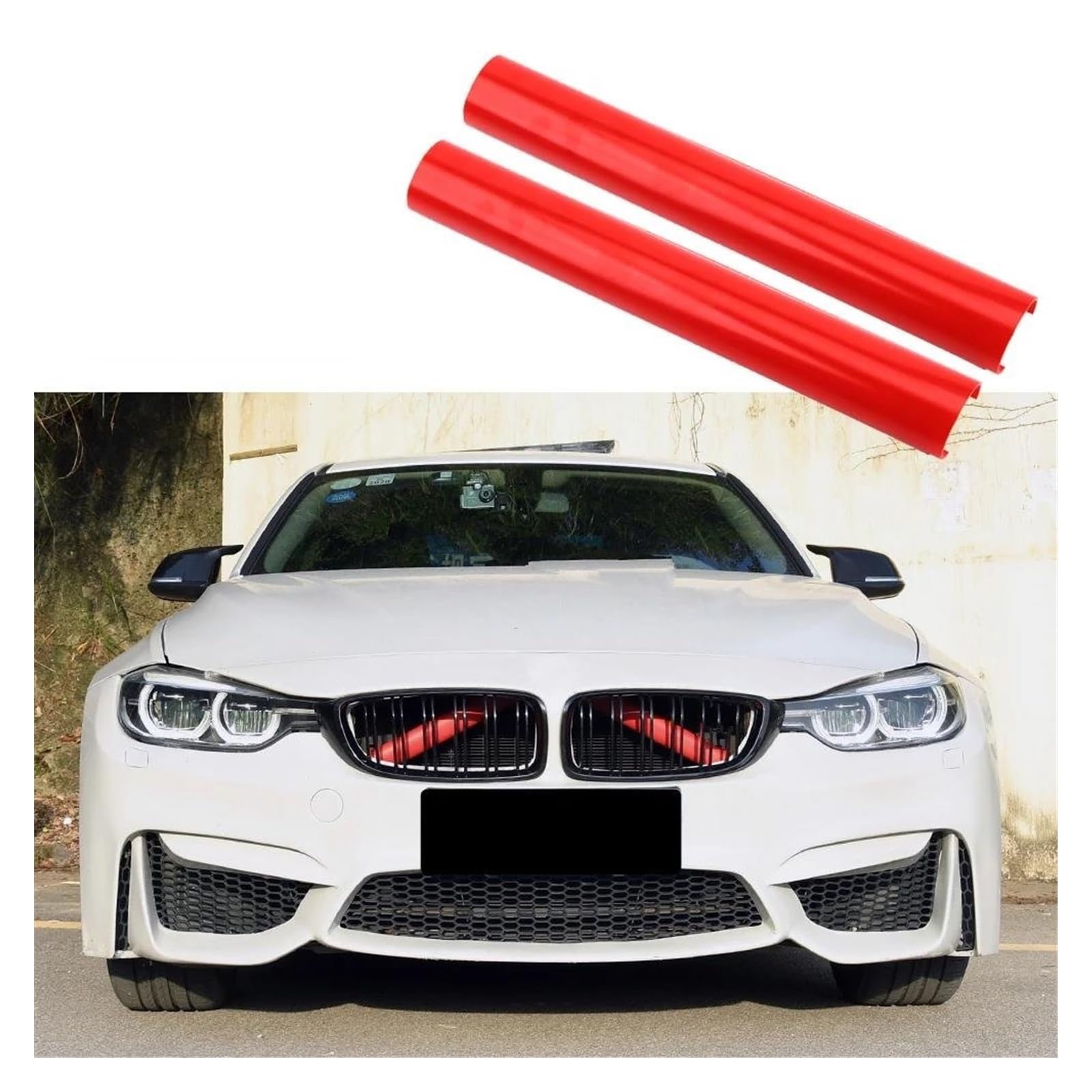 Front Kühlergrille Auto Frontgrill 2 Stück Für 1 2 3 4 Serie F30 F31 F34 F32 F35 F36 G20 G21 F20 F21 F22 Front Nierengitter V-Strebe Kühlergrill Zierleisten(2Pcs Red) von AJHJET