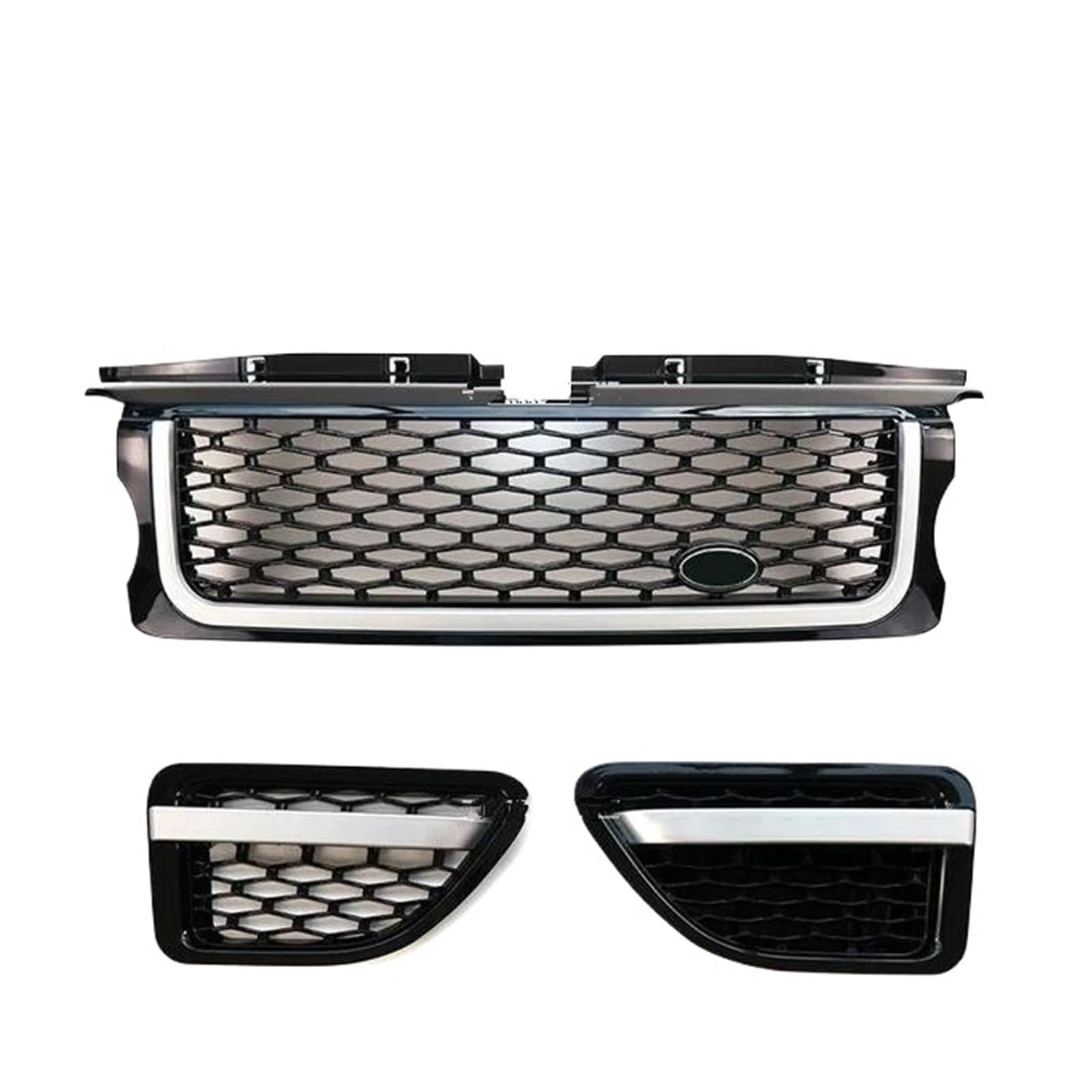 Front Kühlergrille Auto Frontgrill Auto-Frontgrill-Grill-Netz-Auto-Kühler Für Land Für Rover Für Range Für Rover Für Sport 2005-2006 2007 2008 2009 L320 ABS(Black Silver Set) von AJHJET