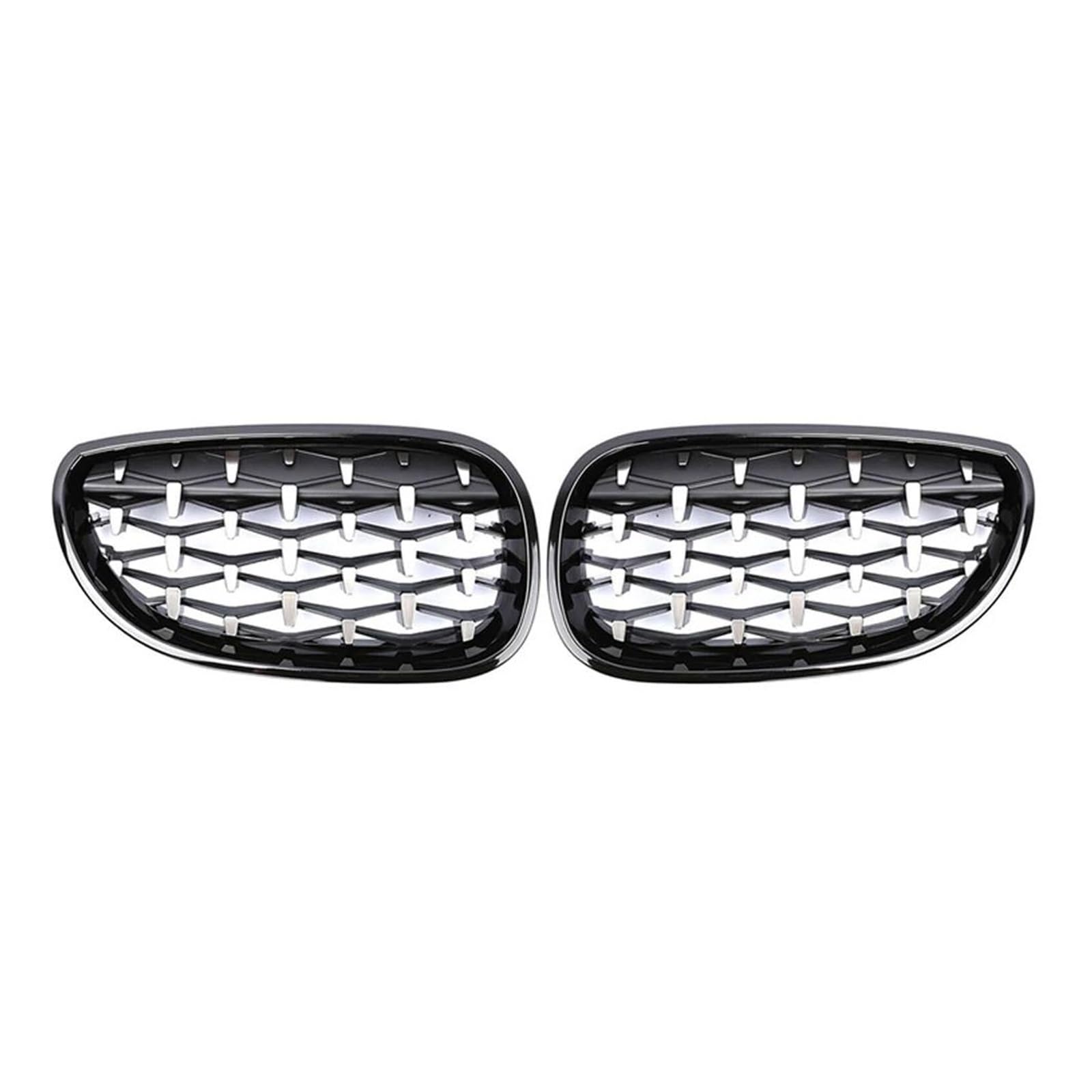 Front Kühlergrille Auto Frontgrill Auto-Renngrill Für E60 E61 5er-Serie 2003 2004 2005 2006 2007 2008 2009 Diamant-Nierengrill Im Meteor-Stil Chrom-Zubehör(Silber) von AJHJET