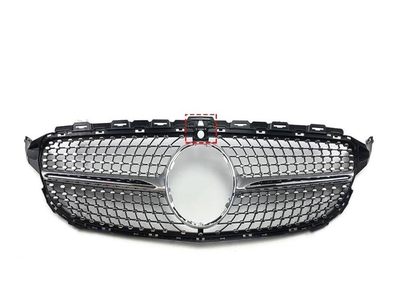 Front Kühlergrille Auto Frontgrill Fronthaubengrill Racing Stoßstangengrill Diamond Style Mesh Für W205 Für Benz C C205 S205 2014-2015 2016 2017 2018 2019 2020 2021 Facelift(14-18 Silver with Cam) von AJHJET