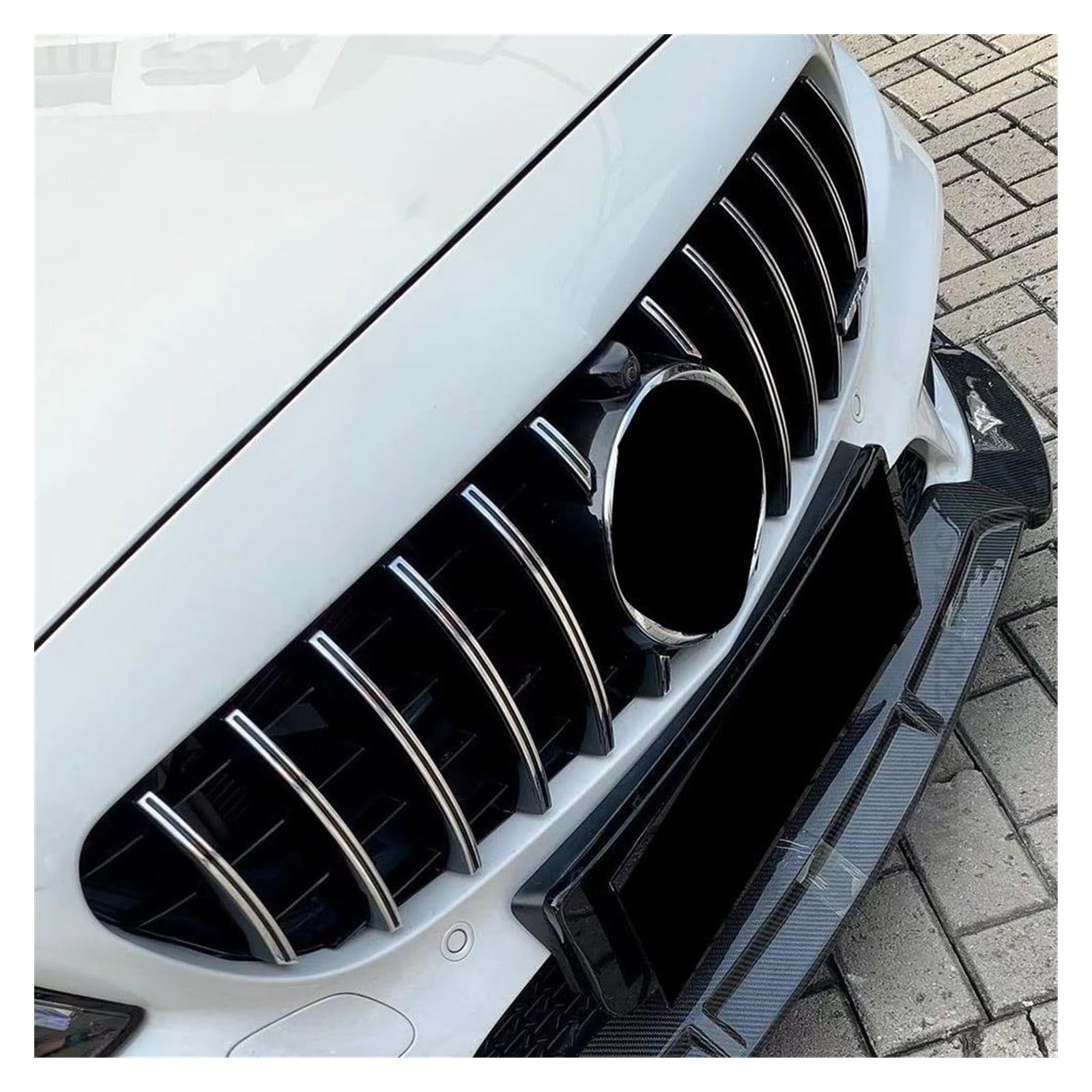 Front Kühlergrille Auto Frontgrill Für Benz C Klasse W205 2014 2019 2020 2014-2021 GT C200 C300 Kühlergrill Racing Grill Oberen Tuning Zubehör Mesh(14-18 Black with Cam) von AJHJET