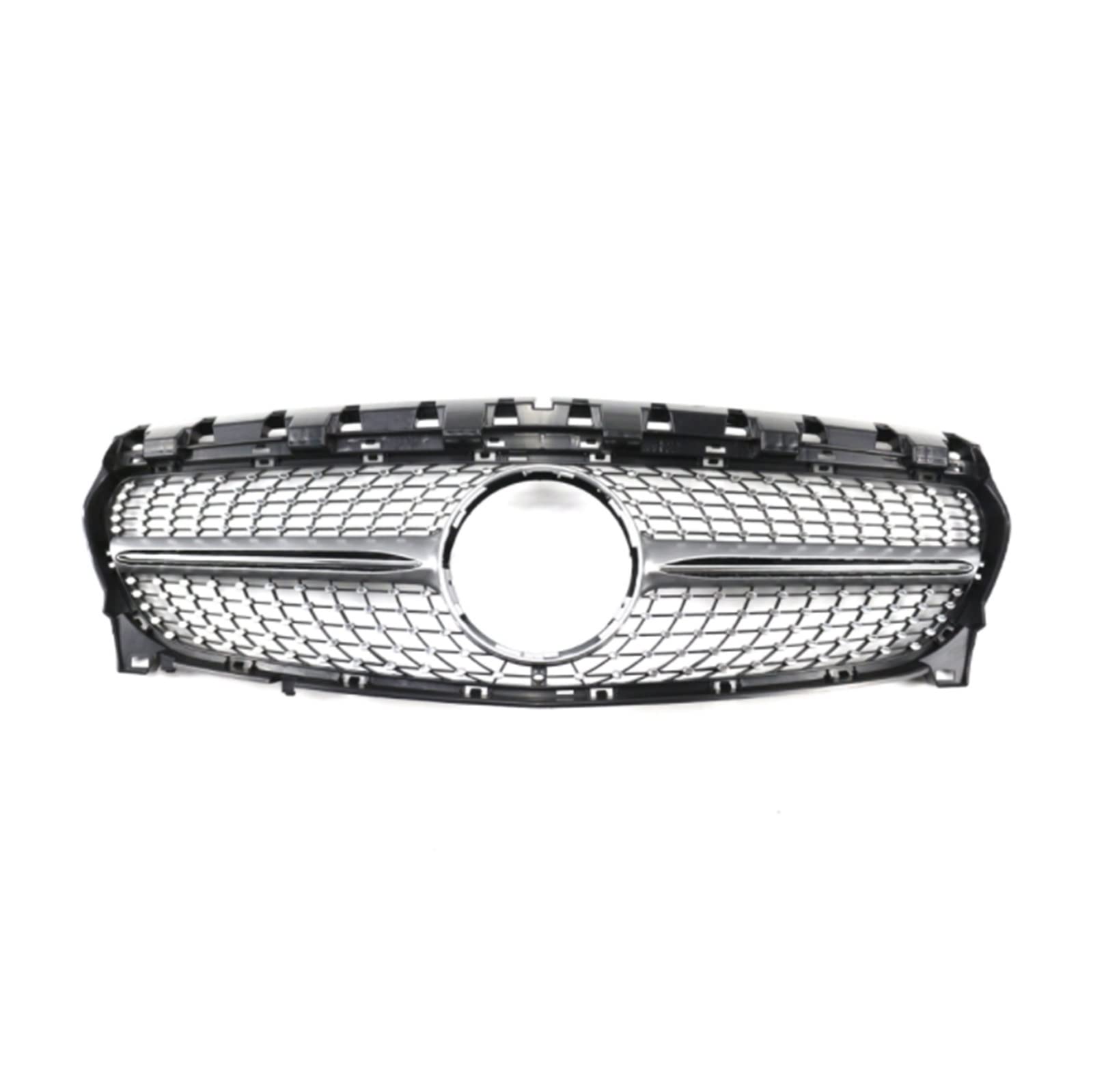 Front Kühlergrille Auto Frontgrill Für Benz Für CLA Klasse W117 2013 2014 2015 2016 Sport Racing Grill GT Stil Diamant Facelift Front Stoßstangengrill ABS Auto Zubehör(Diamond Silver) von AJHJET