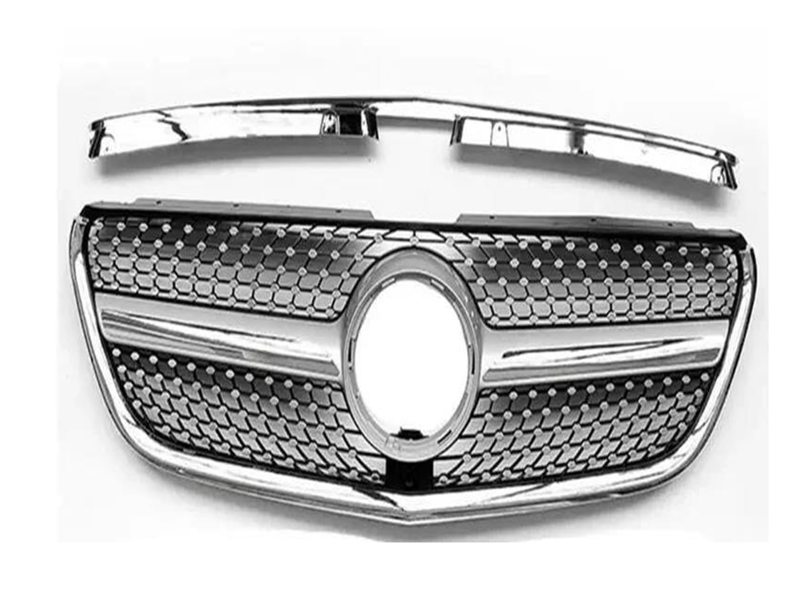 Front Kühlergrille Auto Frontgrill Für Benz Für Vito W447 2015-2016 2017 2018 2019 Diamantgrill Schwarz Silber Für V260 V250 Frontstoßstange Renngrill(Silber) von AJHJET