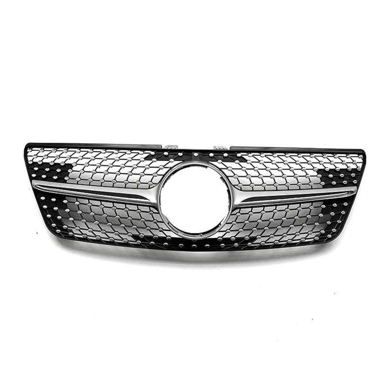 Front Kühlergrille Auto Frontgrill Für Benz W164 ML Klasse 2009 2010 2011 2012 ML320 ML350 ML500 Schwarz/Silber Kühlergrill Grill Diamant Stil Oberen Stoßfänger Haube Mesh(Silber) von AJHJET