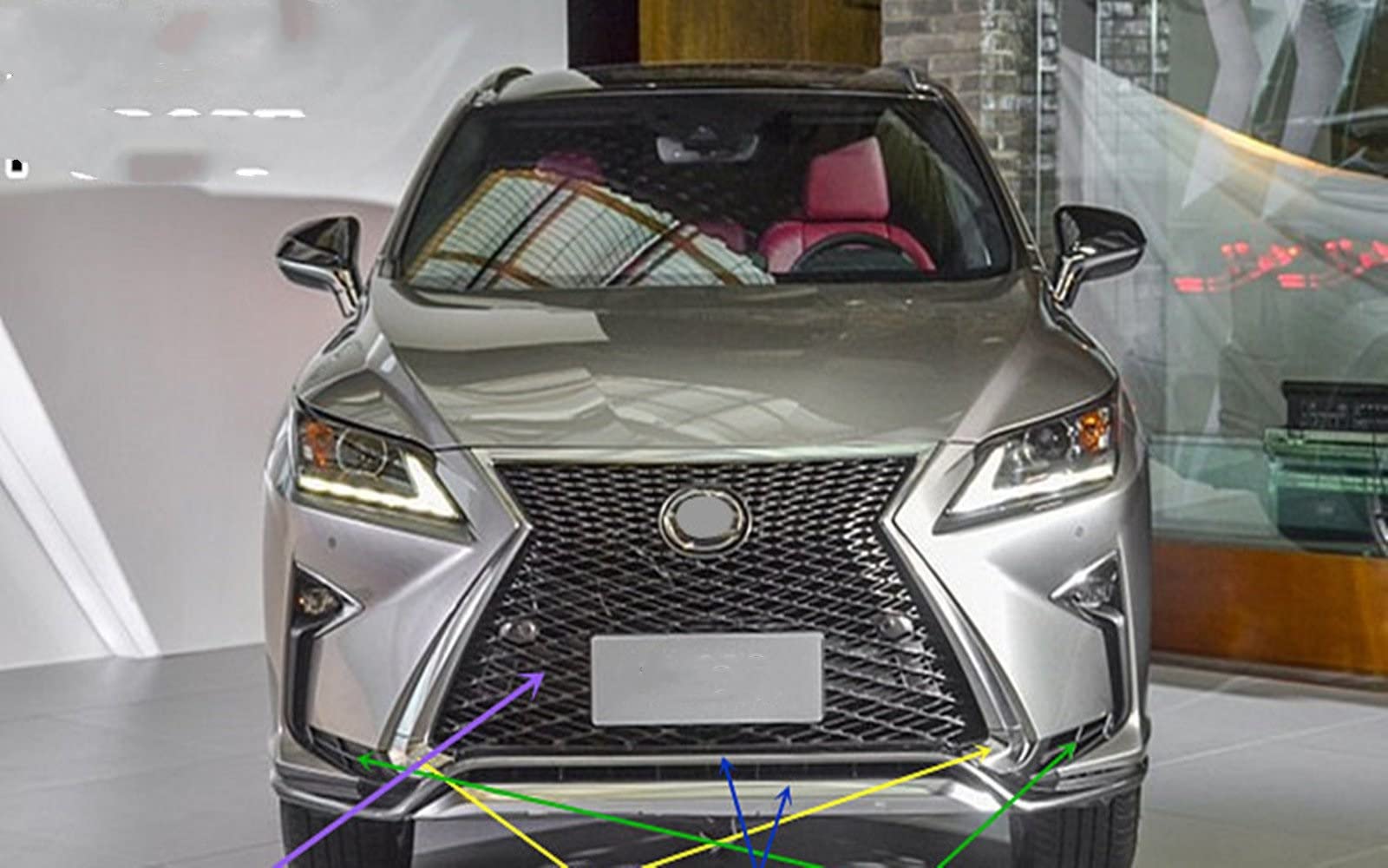 Front Kühlergrille Auto Frontgrill Für Lexus RX200t RX300 RX350 RX450h 2016 2017 2018 2019 Auto Vorderen Stoßfänger Grill Maske Kühlergrill(Gray) von AJHJET