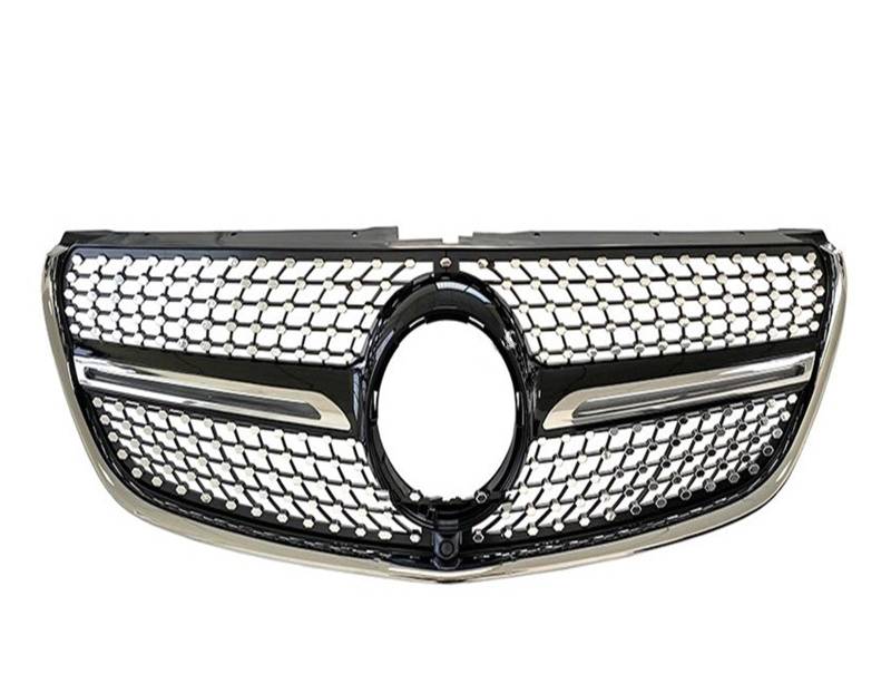 Front Kühlergrille Auto Frontgrill Für V-Class W447 2015 2016 2017 2018 2019 Schwarz Chrom Diamant GT Kühlergrill Für V260 V250 Front Stoßstange Racing Grid(D Black with Camera) von AJHJET