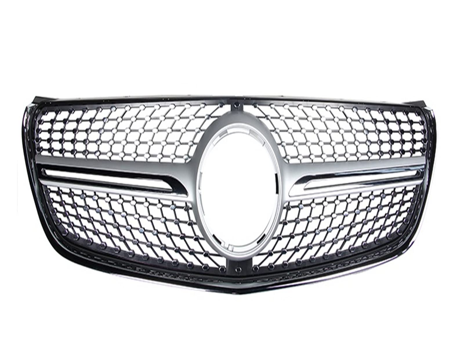 Front Kühlergrille Auto Frontgrill Für V-Class W447 2015 2016 2017 2018 2019 Schwarz Chrom Diamant GT Kühlergrill Für V260 V250 Front Stoßstange Racing Grid(D Silver no Camera) von AJHJET