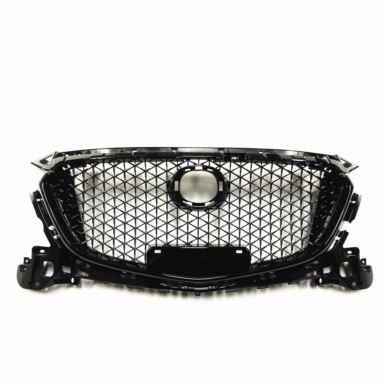 Front Kühlergrille Auto Frontgrill Wabengitter Für Mazda 3 Für Axela 2017–2018 Kühlergrill Renngrill Schwarz Glänzend Obere Stoßstangenansaughaube Kühlergitter von AJHJET