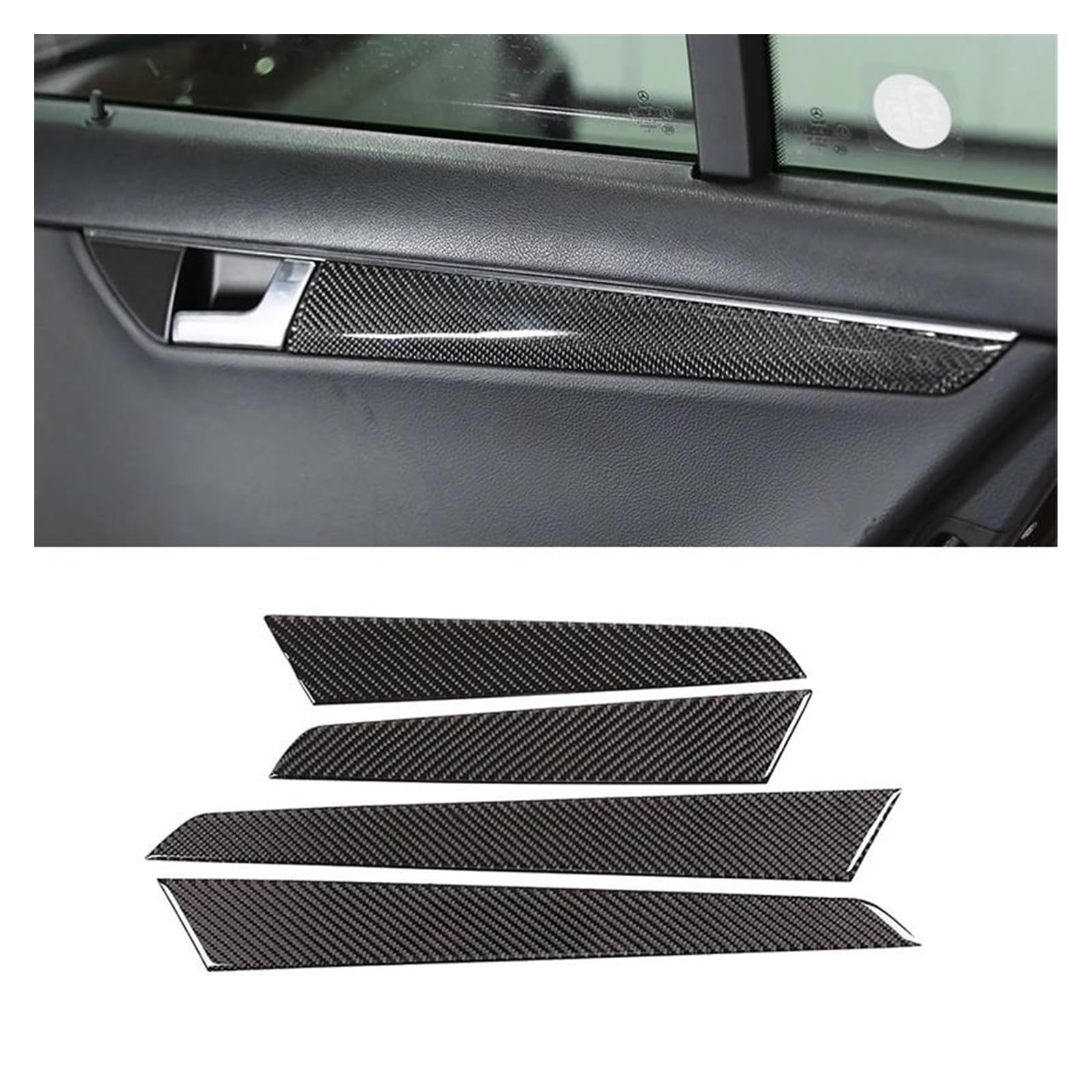 Innen Zierleisten Dekoration Auto Carbon Fiber Innen Tür Griff Panel Streifen Abdeckung Trim Für Benz C Klasse W204 2007 2008 2009 2010 2011 2012 2013 Innenzierleiste von AJHJET