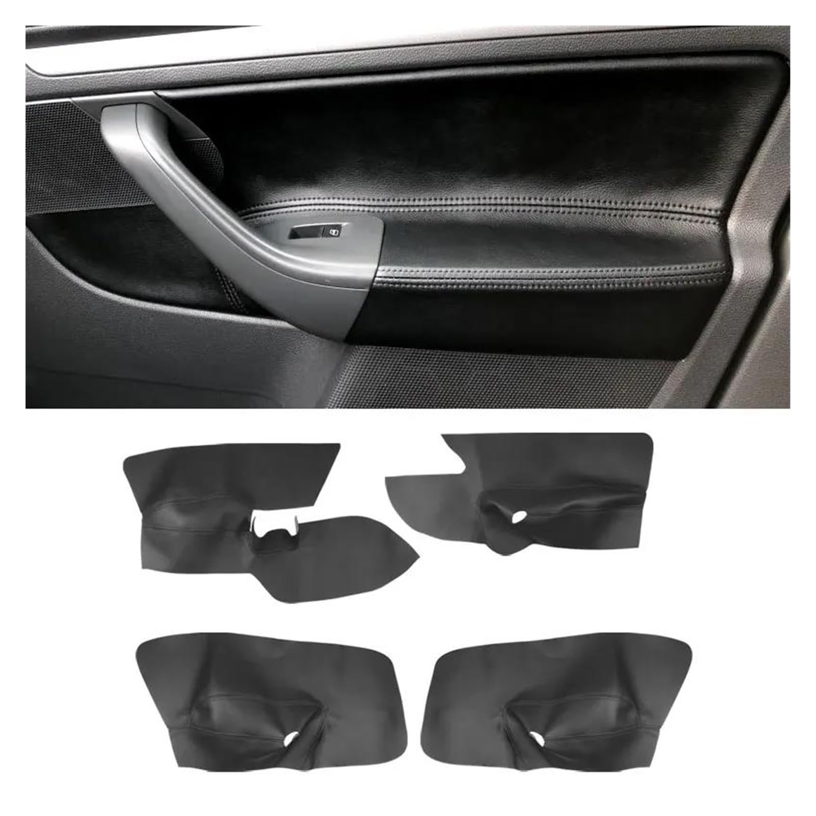 Innen Zierleisten Dekoration LHD Mikrofaser Leder Innen Auto Tür Panel Armlehne Abdeckung Aufkleber Trim Für VW Für Golf 5 Für Jetta 2005 2006 2007 2008 2009 2010 Innenzierleiste(Beige,Rear Pair) von AJHJET