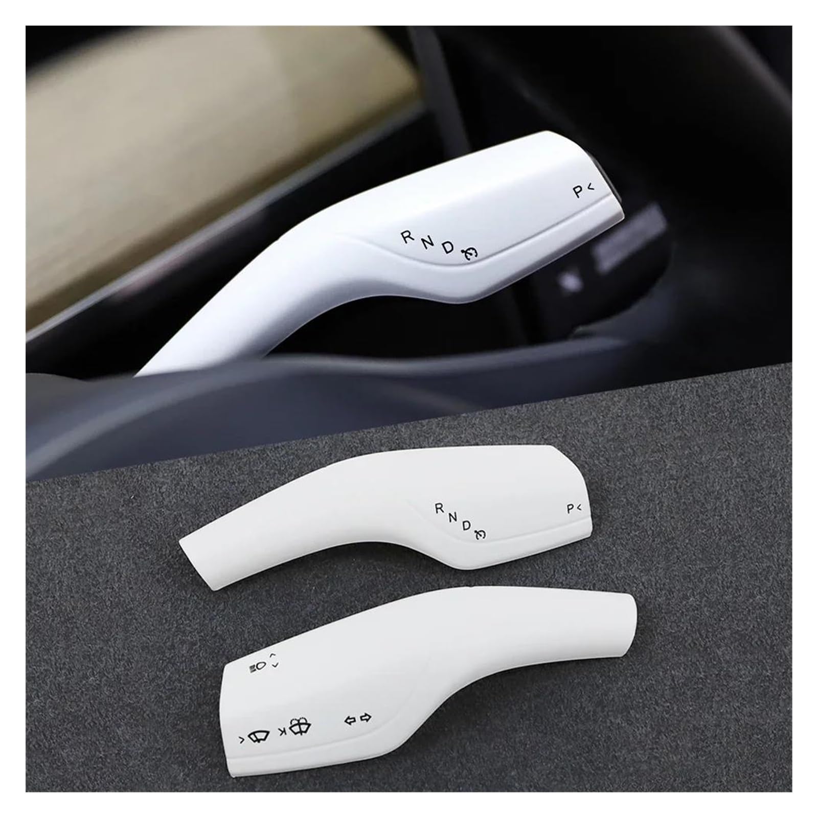 Innen Zierleisten Dekoration Lenkrad Whift Schutz CoverShift Knauf Zentrale Panel Tür Seite Innen Vorne Dashboard Trim Streifen Für Tesla Für Modell 3 Für Y 2017-2023 Innenzierleiste(2 pcs Matte WHI von AJHJET