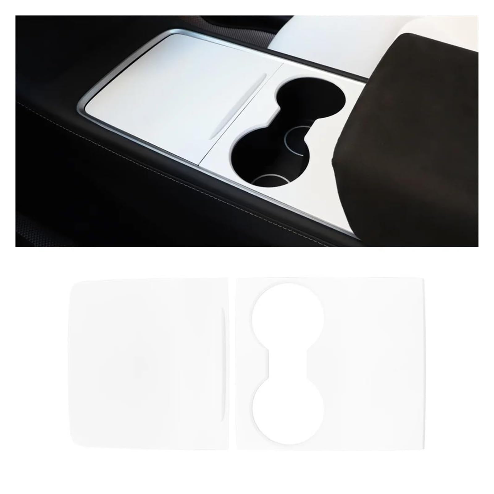 Innen Zierleisten Dekoration Lenkrad Whift Schutz CoverShift Knauf Zentrale Panel Tür Seite Innen Vorne Dashboard Trim Streifen Für Tesla Für Modell 3 Für Y 2017-2023 Innenzierleiste(2 pcs Matte WHI von AJHJET