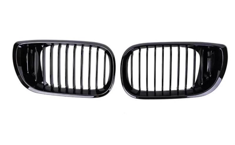 Racing-Kühlergrill Auto Frontstoßstange Racing Grille 1 Paar Einzellamellen Nierengrill Für 3er E46 Limousine 4 Türer 320i 350i 2002 2003 2004 2005 Glänzender Kühlergrill(Glossy Black) von AJHJET