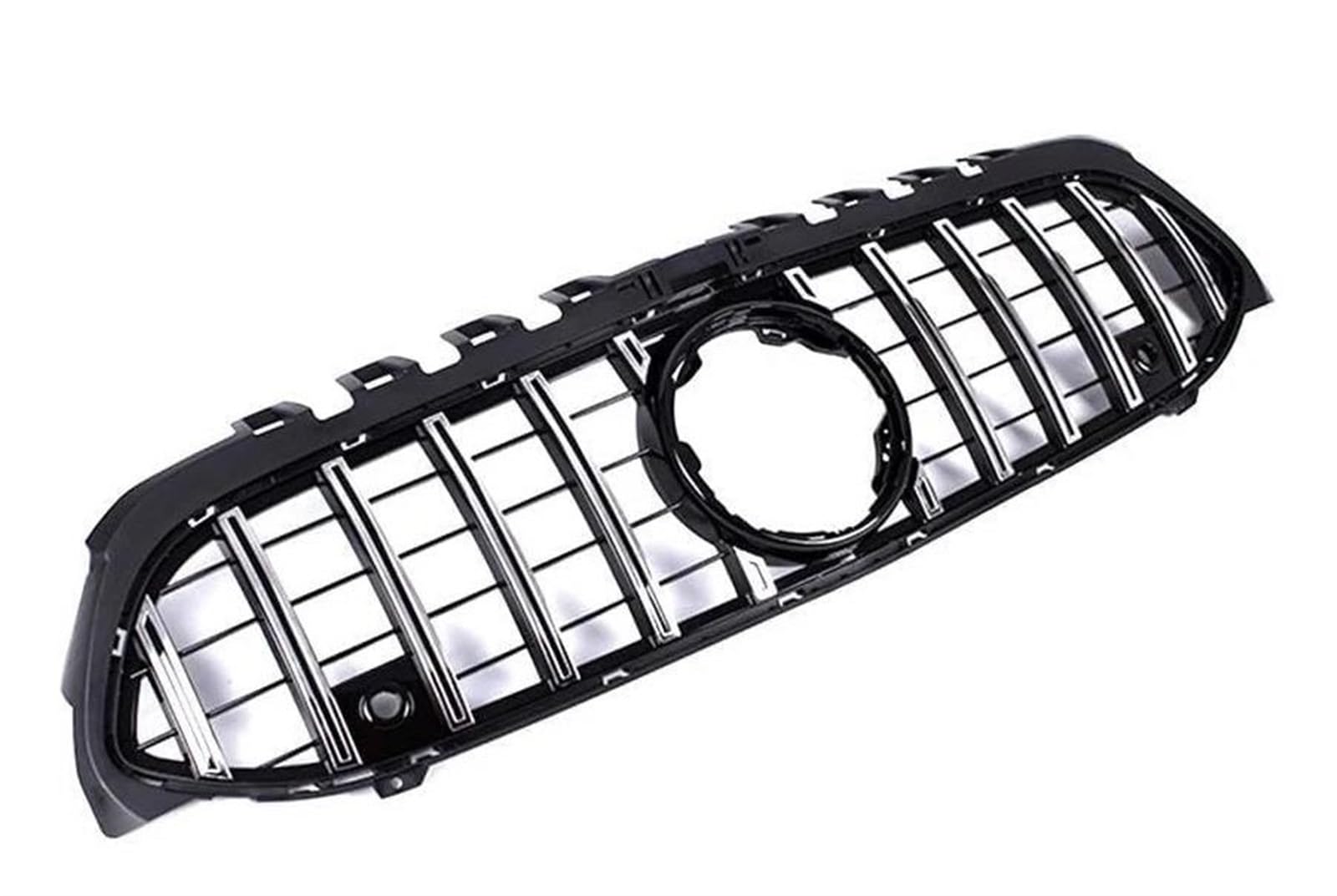 Racing-Kühlergrill Auto Frontstoßstange Racing Grille Glanz Schwarz/Silber Grill Für Benz A Klasse W177 2019 2020 2021 2022 2023 Glänzender Kühlergrill(Silber) von AJHJET