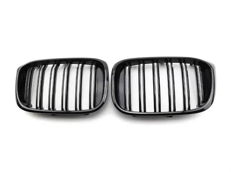 Racing-Kühlergrill Auto-Frontstoßstangengitter, Einzel- Und Doppellinie, Schwarz Glänzend, Carbon-Renngitter, Auto-Styling Für X3 G01 G08 Für X4 G02 2019 2020 2021 Glänzender Kühlergrill(Dual Carbon L von AJHJET