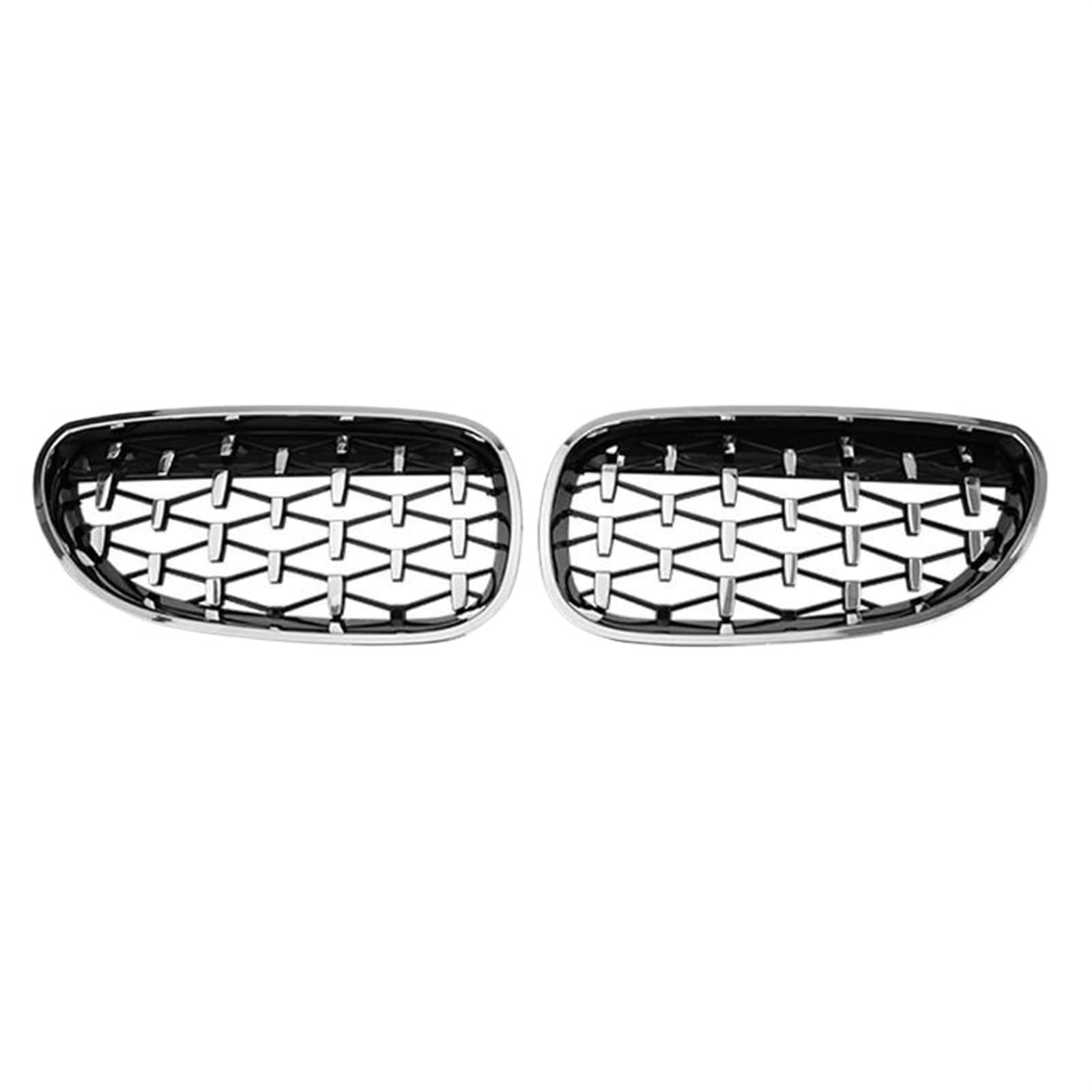 Racing-Kühlergrill Auto Frontstoßstangengrill Für E60 E61 550i 535i 2004 2005 2006 2007 2008 2009 Nieren-Racing-Grill, Schwarzer Rahmen, Silberne Grills Glänzender Kühlergrill(Silber) von AJHJET