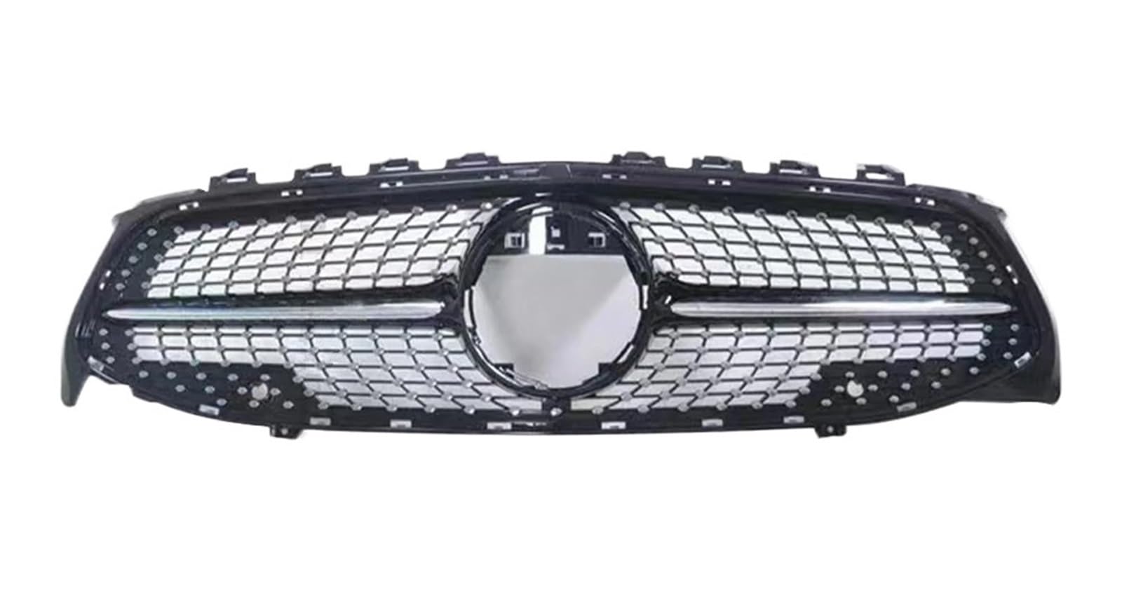 Racing-Kühlergrill Für Benz Für CLA C118 2019 2020 2021 Diamant Center Front Einlass Grille Racing Haube Grill Haube Mesh Refit Tuning Teil Glänzender Kühlergrill(Diamond Black) von AJHJET