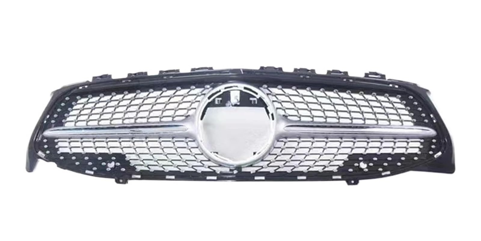 Racing-Kühlergrill Für Benz Für CLA C118 2019 2020 2021 Diamant Center Front Einlass Grille Racing Haube Grill Haube Mesh Refit Tuning Teil Glänzender Kühlergrill(Diamond Silver) von AJHJET