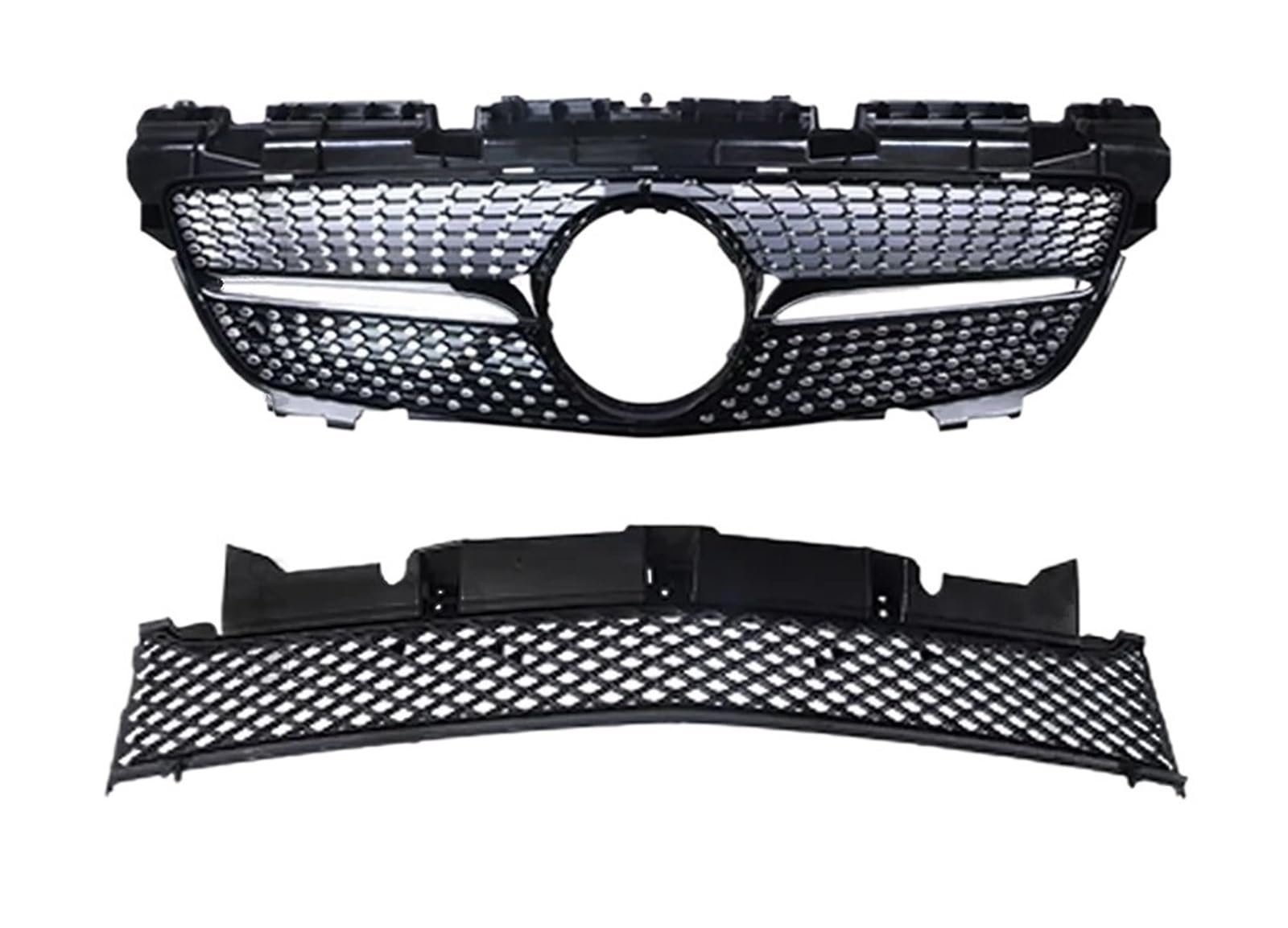 Racing-Kühlergrill Für Benz Für SLK R172 2011 2012 2013 2014 2015 Tuning-Zubehör Diamanthaubengitter Kühlergitter Body Kit Kühlergrill Stoßstangengrill Glänzender Kühlergrill(Diamond Black) von AJHJET