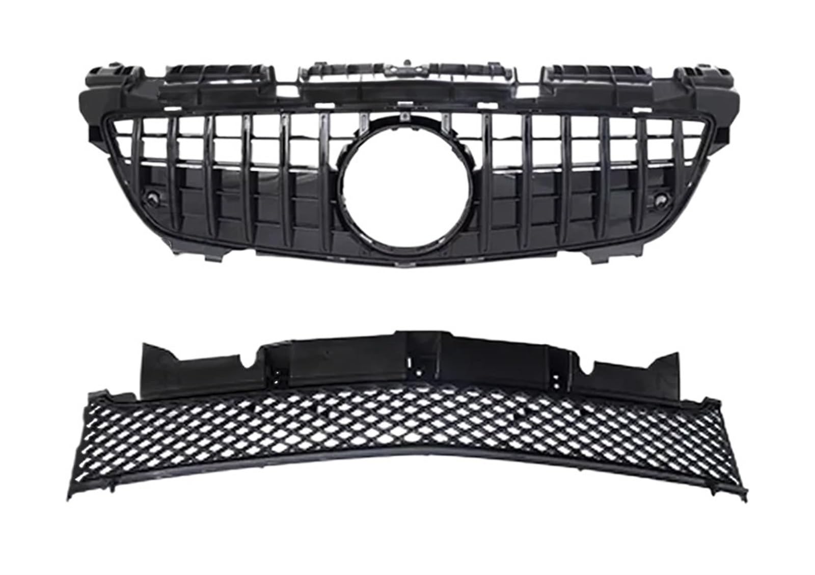 Racing-Kühlergrill Für Benz Für SLK R172 2011 2012 2013 2014 2015 Tuning-Zubehör Diamanthaubengitter Kühlergitter Body Kit Kühlergrill Stoßstangengrill Glänzender Kühlergrill(Type A Black) von AJHJET