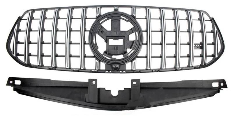 Racing-Kühlergrill Für Benz W167 V167 GLE300 GLE350 GLE400 GLE450d 2023 2024 + Auto Vorne Racing Facelift Stoßstange Grille Oberen Kühler Abdeckung Glänzender Kühlergrill(Silber) von AJHJET