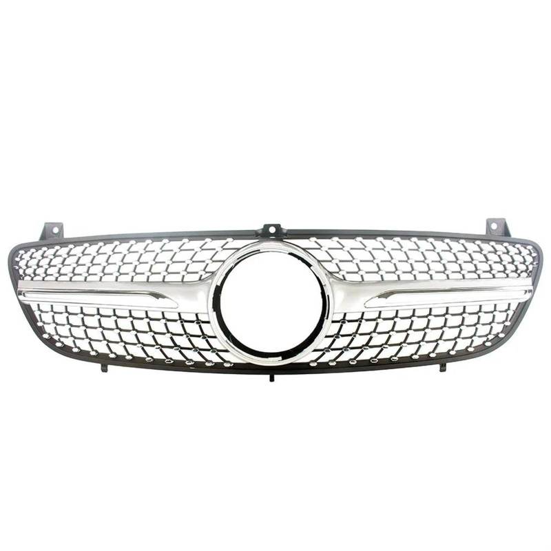 Racing-Kühlergrill Für Benz W639 Für Viano Für Vito 2006 2007 2008 2009 2010 Auto Vorne Racing Facelift Center Grille Stoßstange Grill Glänzender Kühlergrill(Silber) von AJHJET