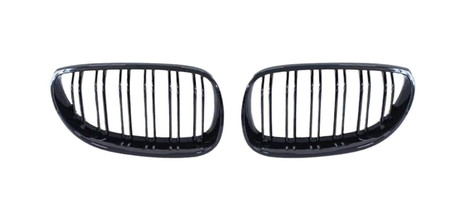 Racing-Kühlergrill Für E60 E61 5 Series 2003 2004 2005 2006 2007 2008 2009 Auto Frontgrill Nieren Racing Grill Gitter Glanz Schwarz Doppel Lamellen Glänzender Kühlergrill(Double Line Black) von AJHJET