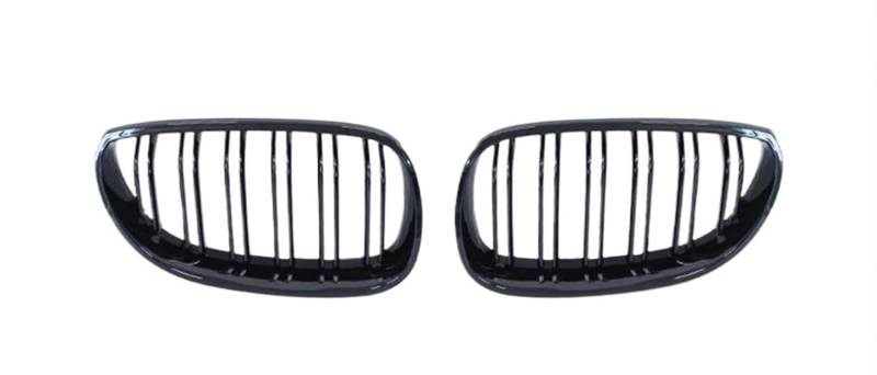 Racing-Kühlergrill Für E60 E61 5 Series 2003 2004 2005 2006 2007 2008 2009 Auto Frontgrill Nieren Racing Grill Gitter Glanz Schwarz Doppel Lamellen Glänzender Kühlergrill(Double Line Black) von AJHJET