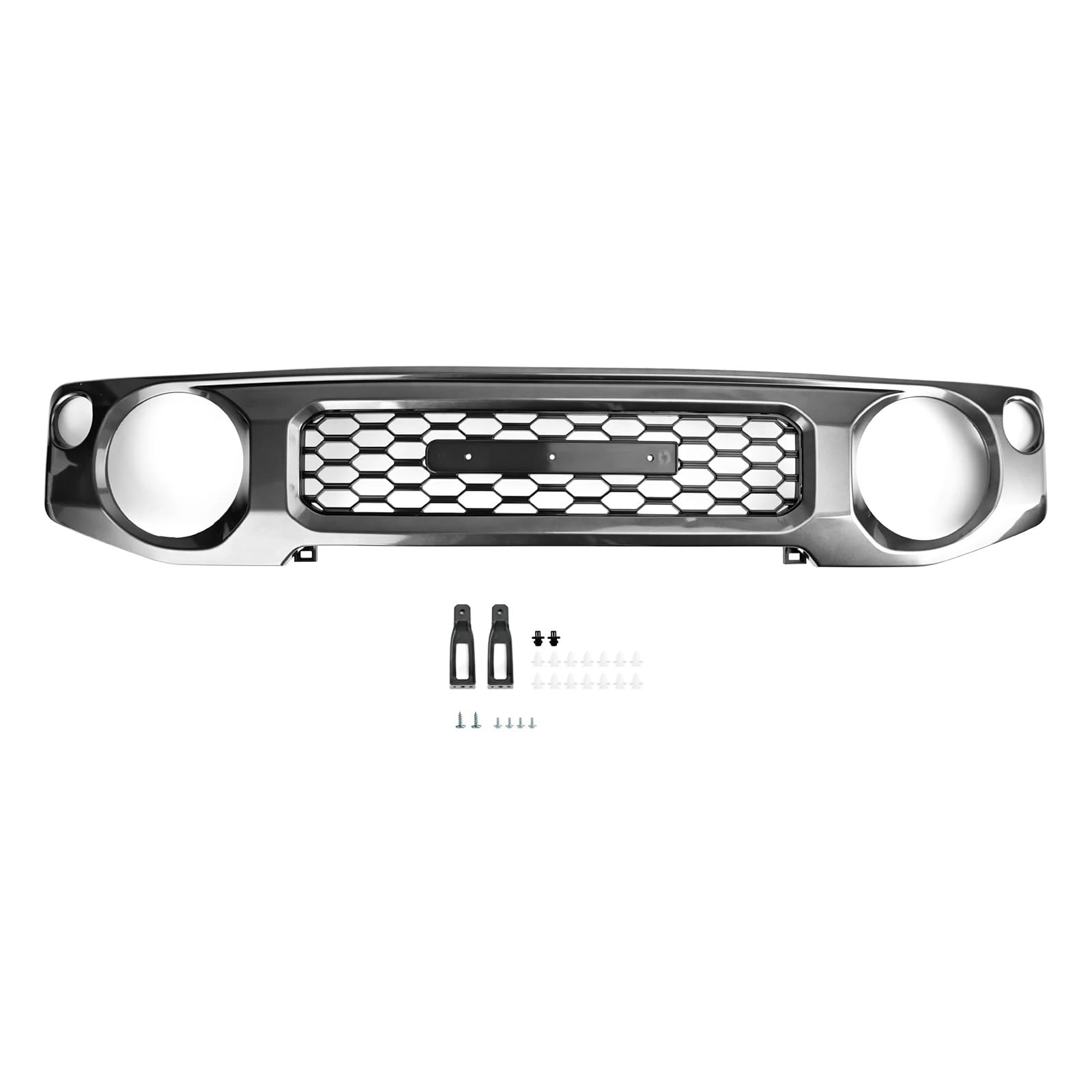 Racing-Kühlergrill Für Suzuki Für Jimny JB74 2019 2020 2021 2022 2023 Honeycomb Frontstoßstangengrill Grau/Schwarz Autozubehör Glänzender Kühlergrill(Grey) von AJHJET