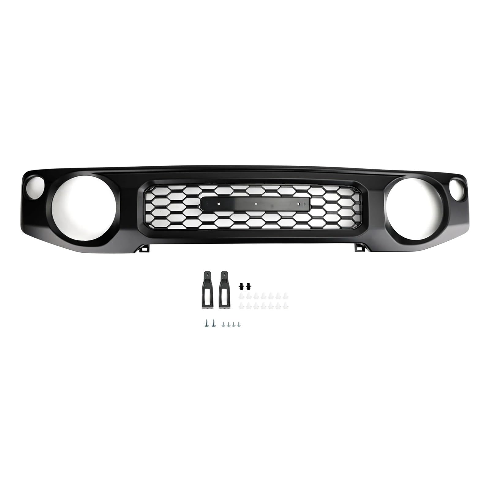 Racing-Kühlergrill Für Suzuki Für Jimny JB74 2019 2020 2021 2022 2023 Honeycomb Frontstoßstangengrill Grau/Schwarz Autozubehör Glänzender Kühlergrill(Schwarz) von AJHJET