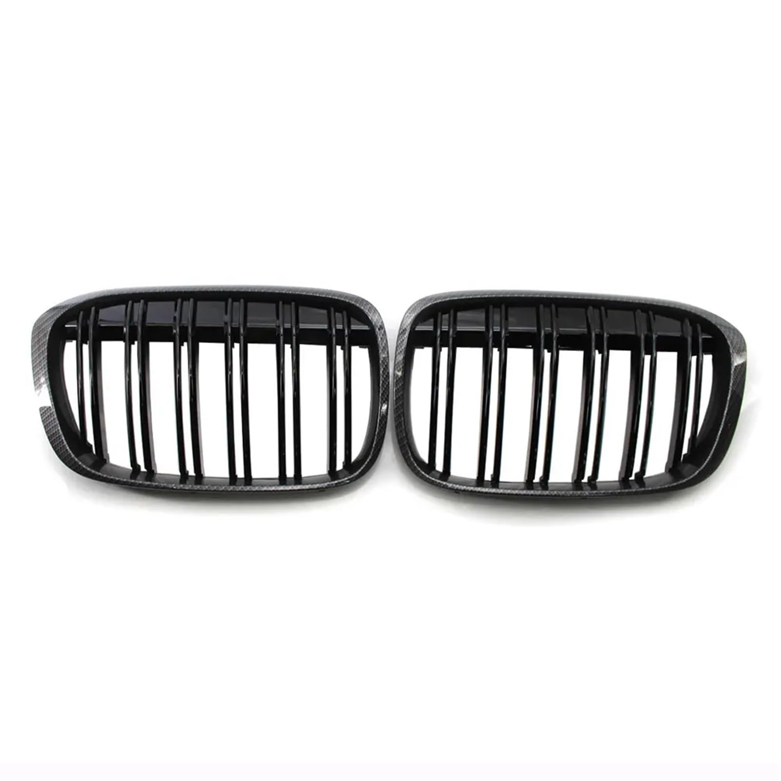 Racing-Kühlergrill Glanz Schwarz Für X1 F48 F49 2016 2017 2018 2019 2020 XDrive Front Stoßstange Niere Grill Gitter Doppel Linie Glänzender Kühlergrill(Kohlefaser-Optik) von AJHJET