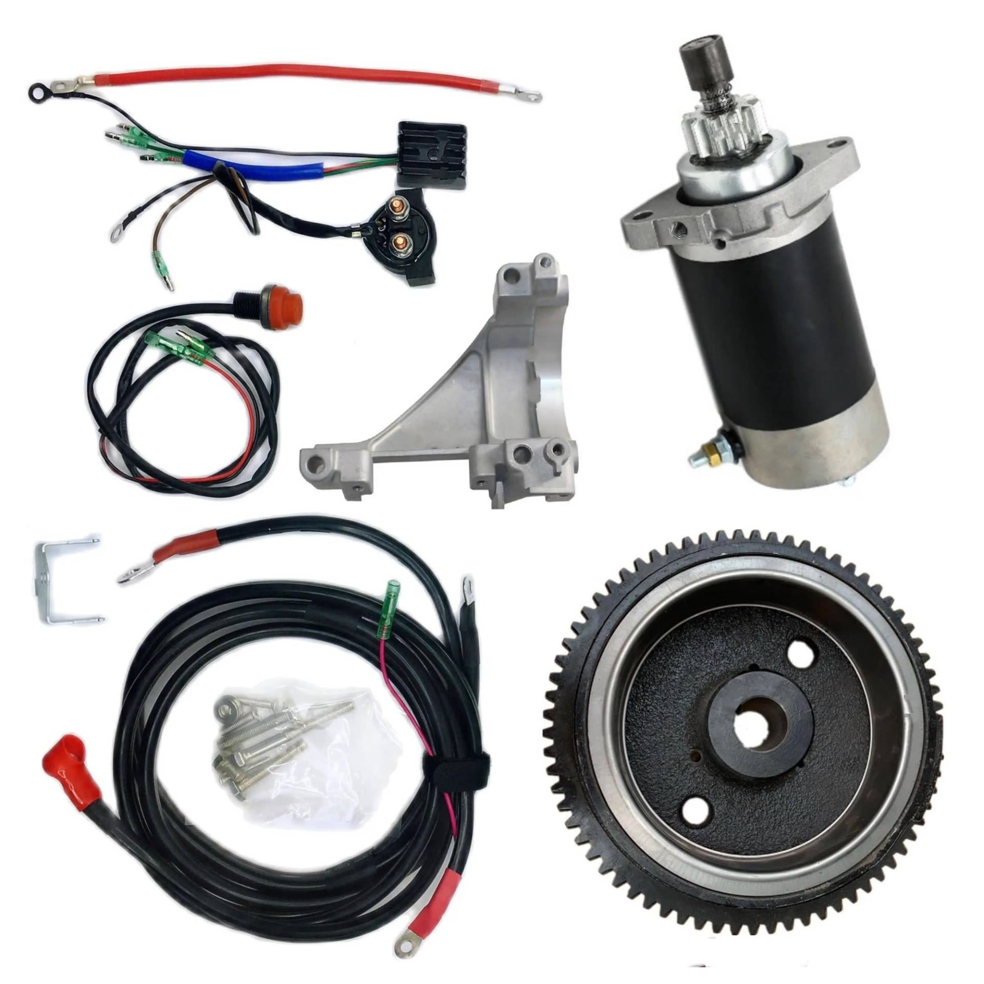 Startermotor Motor Anlasser Für Außenbordmotor 4-Takt 9.9HP F9.9MSHG 6AUK S Mit Schwungrad Gleichrichter Relais Starter Motor Kabel Electrict Start Kit von AJHJET