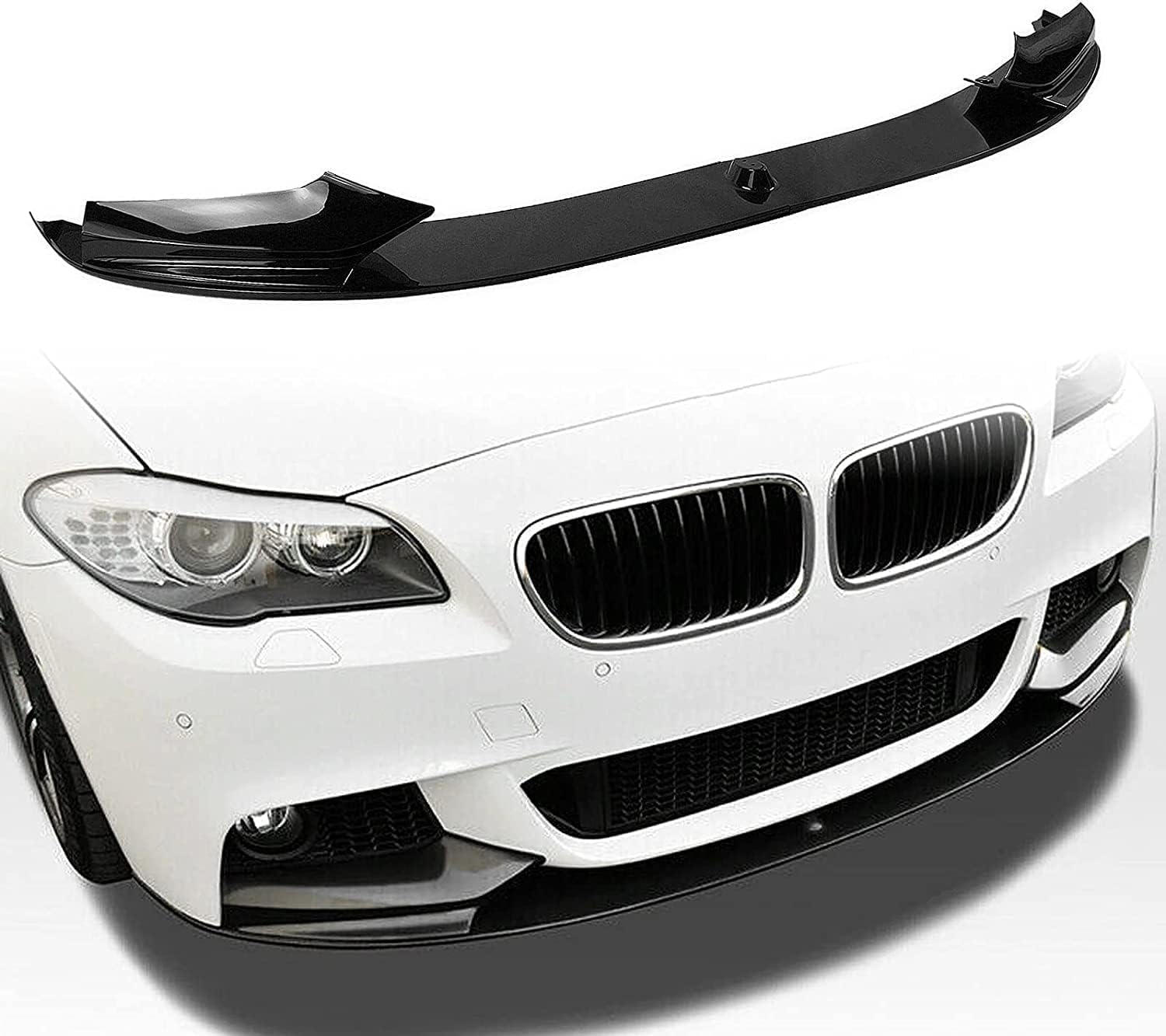 Auto Frontspoiler für BMW F10 5 Series 528i M Sport 2011-2016, Frontstoßstange Lip Spoiler Antikollisionsschutz Schutz Außenkörper Zubehör, A/Black von AJIH