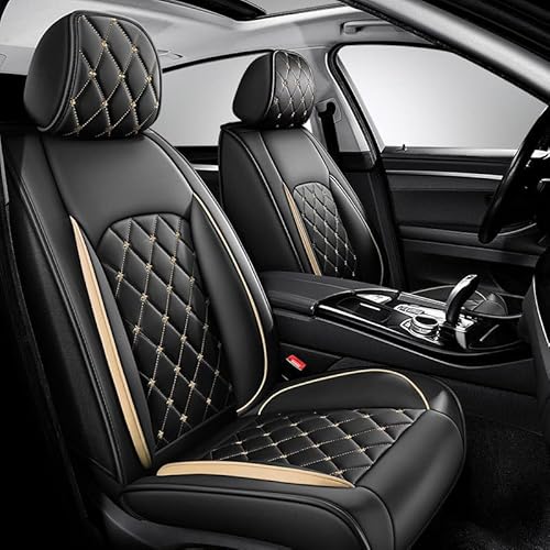 Auto Sitzbezüge für Dacia Dokker Duster I Duster II Lodgy Logan Sandero, Komfortabler Dauerhafter Sitzbezug Autositzschoner Innenraum Accessories,A/Front Seats-A/Black Gold von AJIH