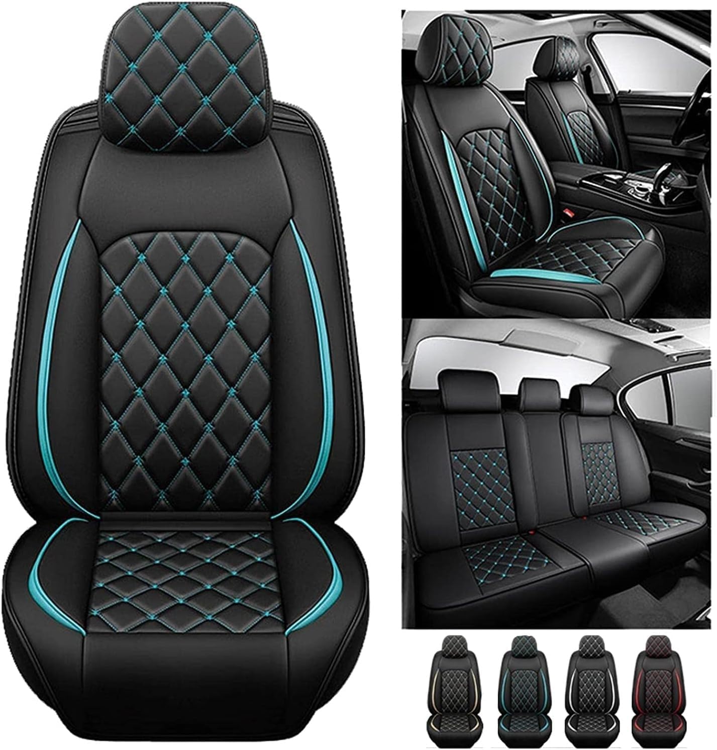 Auto Sitzbezüge für SKODA Rapid Rapid Spaceback Roomster Praktik Superb Yeti, Komfortabler Dauerhafter Sitzbezug Autositzschoner Innenraum Accessories,A/Full Set-A/black green von AJIH