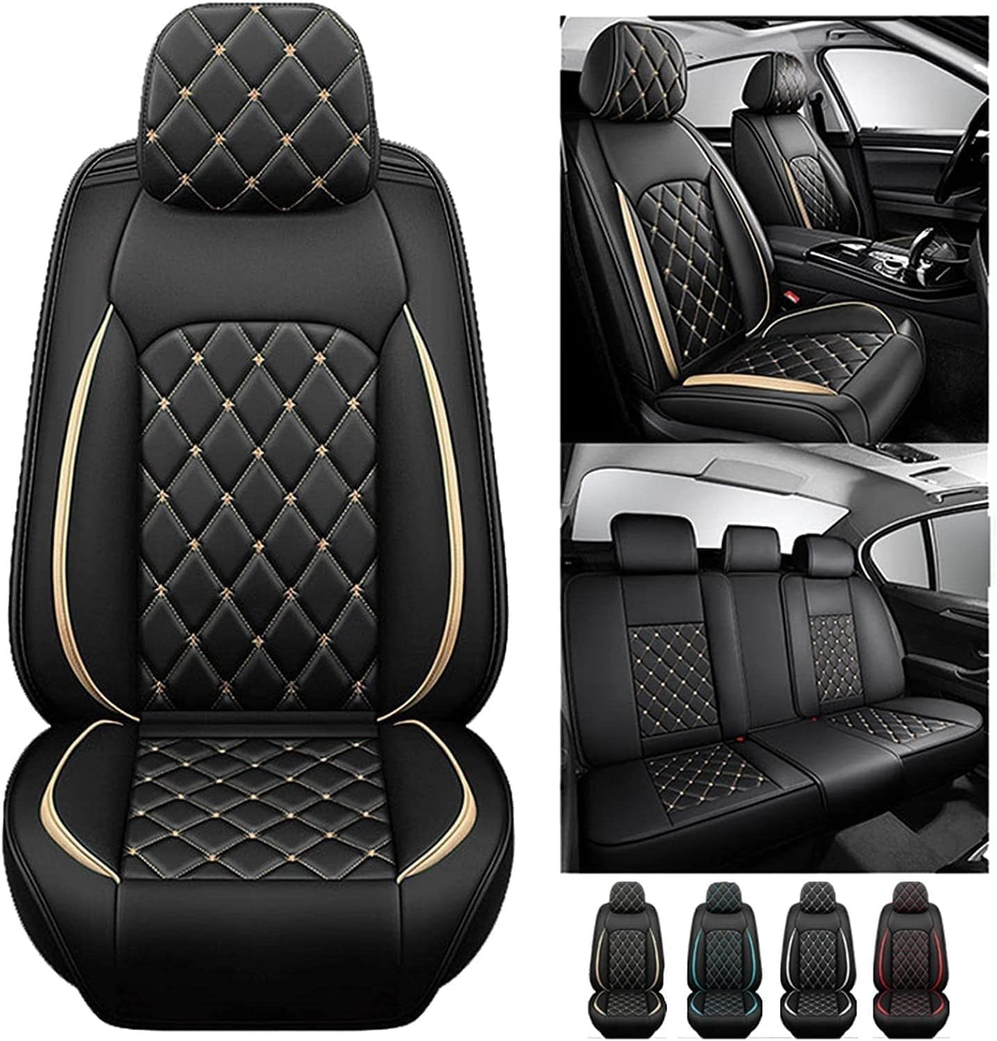Auto Sitzbezüge für VW Golf (IV) Golf (IV) Cabriolet, Komfortabler Dauerhafter Sitzbezug Autositzschoner Innenraum Accessories,A/Full Set-A/black Gold von AJIH
