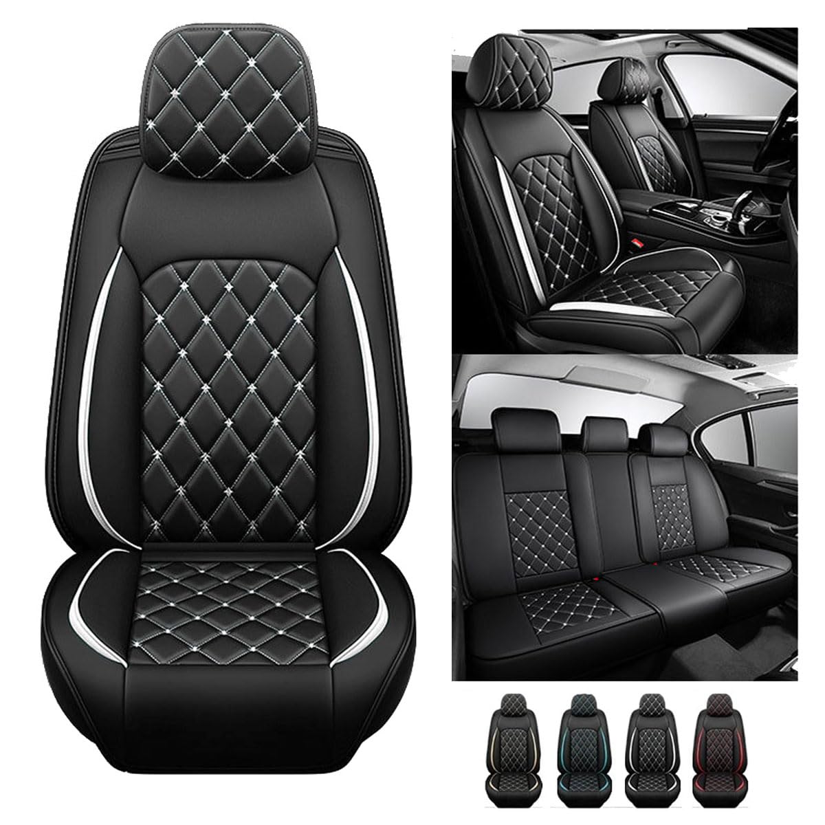 Auto Sitzbezüge für VW Scirocco Sharan Sharan (7N), Komfortabler Dauerhafter Sitzbezug Autositzschoner Innenraum Accessories,A/Full Set-A/black white von AJIH