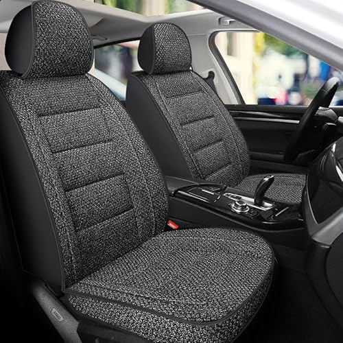 Autositzbezüge für Peugeot 408 2010 2011 2012 2013, Leinenstoff Allwetter rutschfeste Vorne Hinten Sitzbezügesets Sitzschutz Innenzubehör,A/Blackgray-without headrest von AJIH