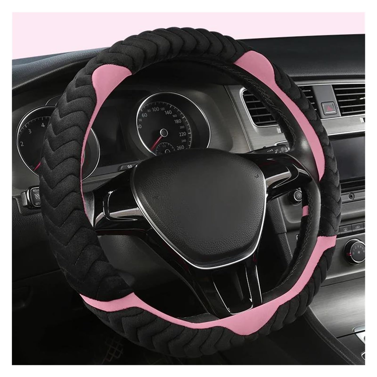 Lenkrad Schützen Für Aqua Für Prius D/O Form 36cm Auto Lenkrad Abdeckung Auto Lenkradbezug(Pink D Shape) von AJKSTDPV