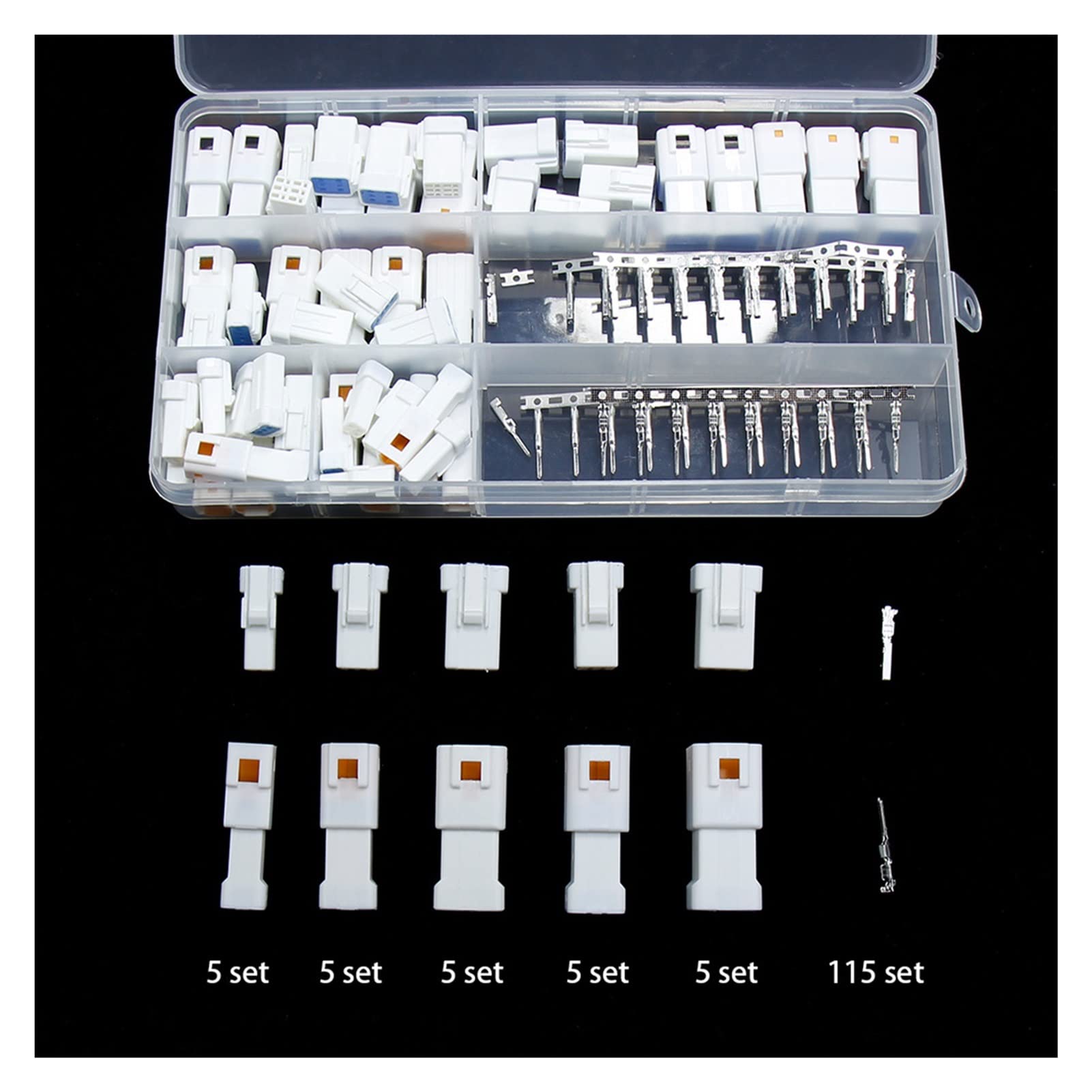 2 3 4 6 8 Pin M~NI -Autokabelanschlüsse 25 Sätze wasserdichtes Gehäuse männlicher weiblicher Verdrahtungsstopfen Federanterminal 0,7 mm Dichtungssteck(280 PCS) von AJOHBM